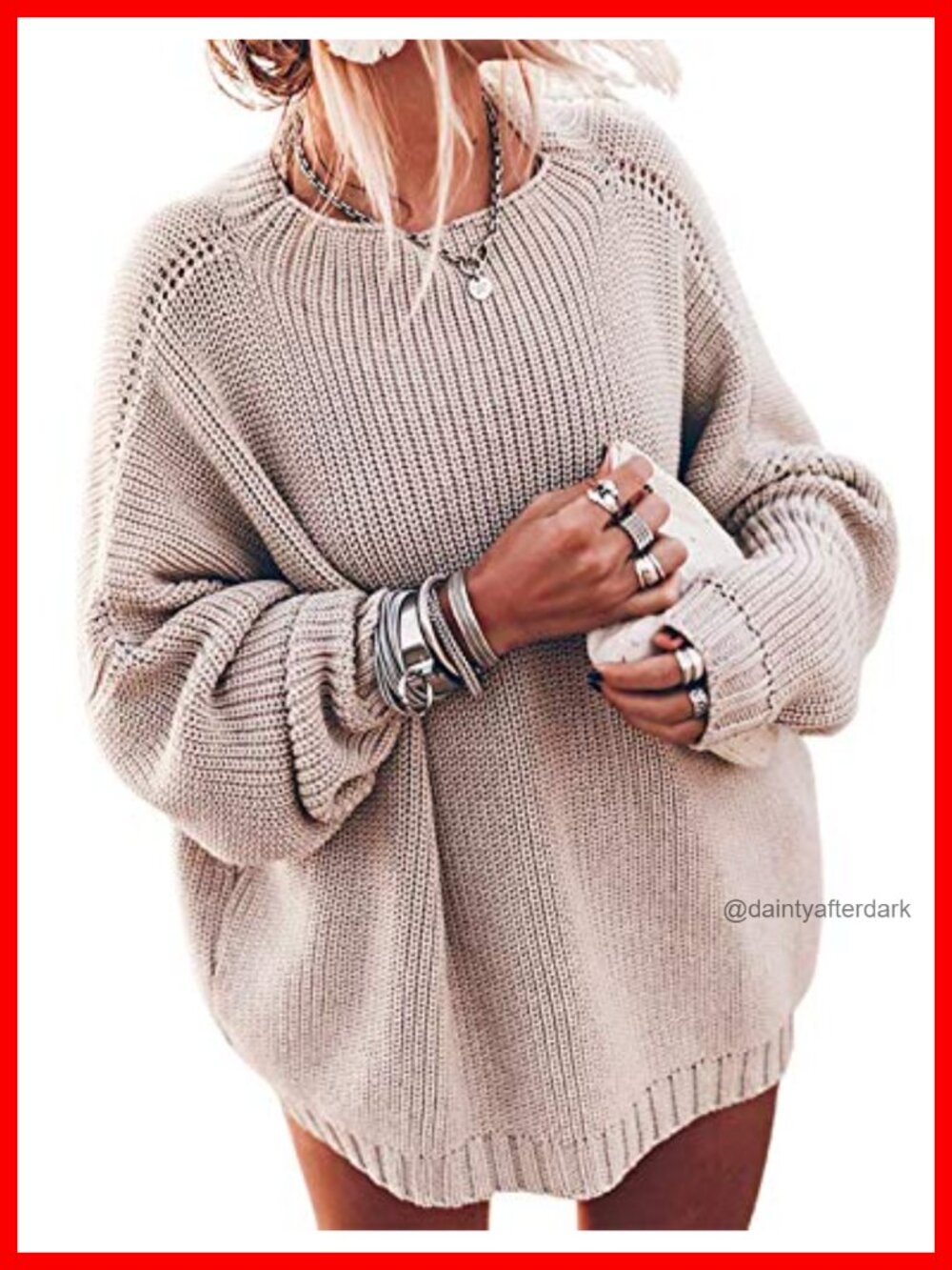 Oversized Chunky Knit Sweater Batwing Sleeve Mock Neck Pullover